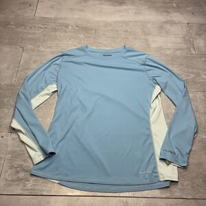 Simms SolarFlex Fishing Shirt Mens Large Blue Long Sleeve UPF 50 Firehole Ranch